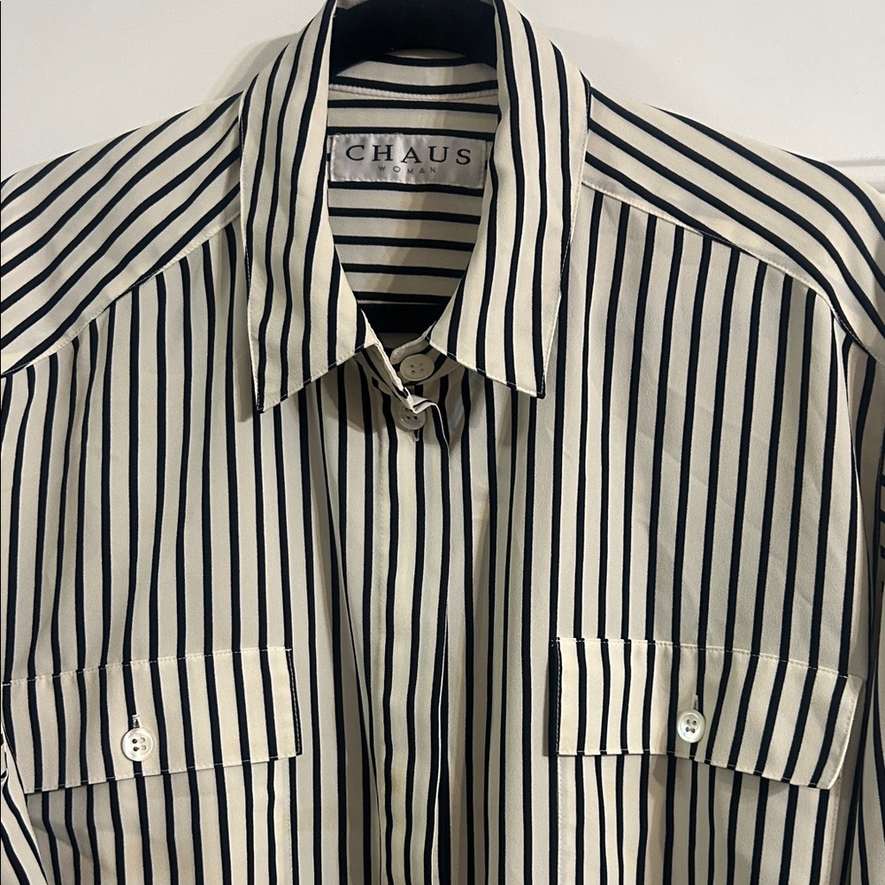 Chaus Women's Black and White Striped Blouse
